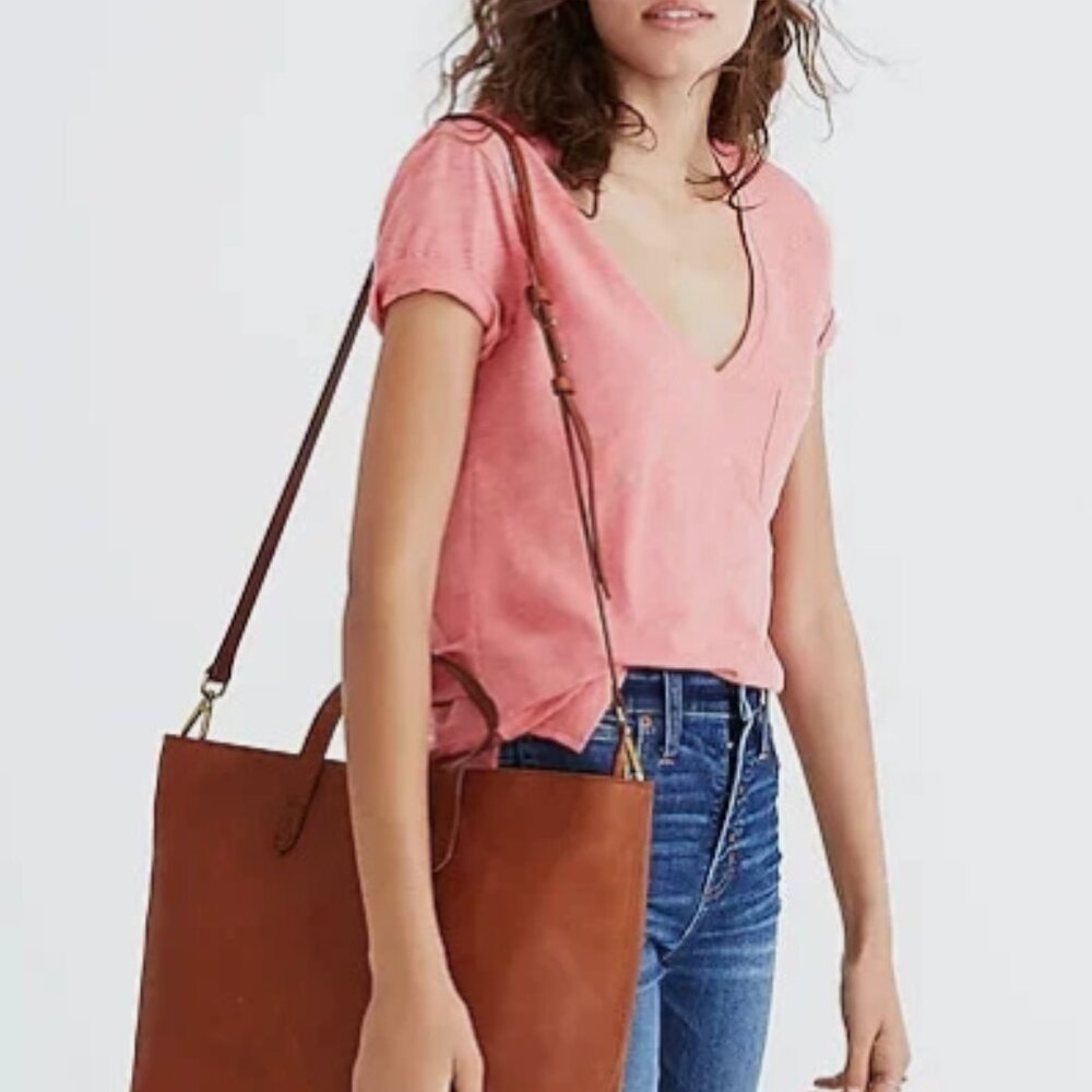 Madewell V1205 English Saddle Leather The Zip-Top Transport Carryall Tote